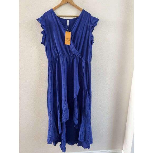 Women's maxi dress royal blue Boho V-Neck Wedding Guest Graduation Party XXL - Picture 6 of 14